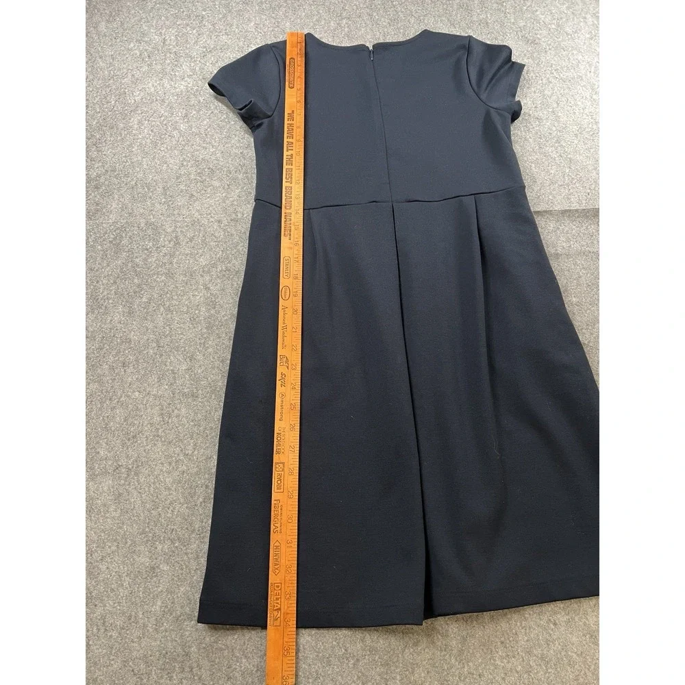 Lands' End Girls Navy Uniform Dress Size 14 Short Sleeve Zip, Logo, Pockets